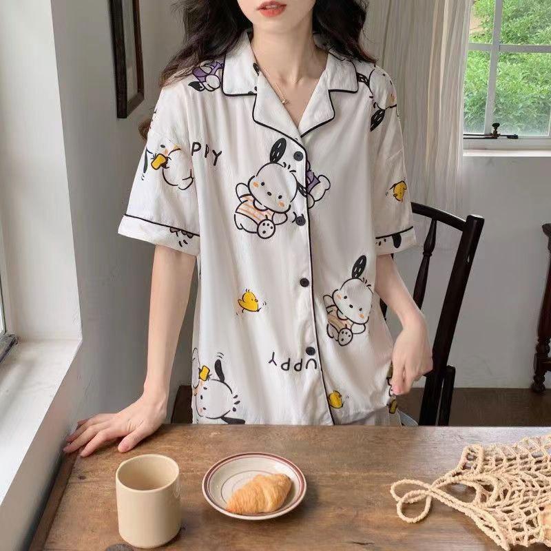 Pacha Dog Pajamas Female Cute Cartoon Short-Sleeved Trousers Soft And Skin-Friendly Summer Loungewear Can Be Worn Outside Women