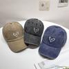 Spring Summer Hat Female Embroidered Peach Heart Wash Denim Baseball Hat Casual Korean Version Thin Couple Soft Top Duck Hat Male