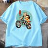 Cat Motorcycle T Shirt Casual Cotton Short Sleeve Tshirt for Unisex Japanese Style Vintage Graphic Tees Unisexs Clothes Streetwear