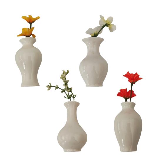 Mini Ceramic Vase Refrigerator Magnet with Artificial Flower Home Office Kitchen Locker Fridge 3D Miniature Flower Vase Magnetic Decoration Ornament