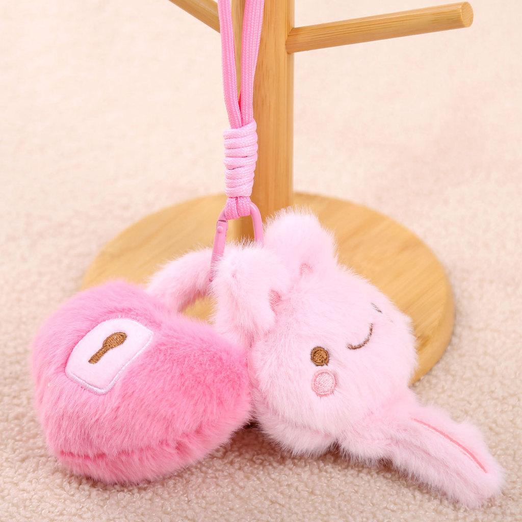 Keychain Heart Lock Plush Toy With Soft Short Plush For Girls Birthday Gift Accessories