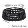 4 Pièces/Ensemble Pierre de Vésicule Biliaire Noire Pierre Volcanique Perles en Bois Combinaison Multicouche pour Hommes Bracelet Élastique Pour Couple Amis Bijoux