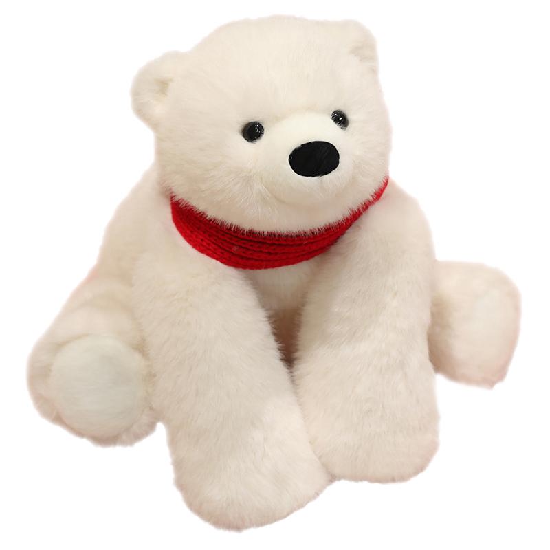 

Non-Toxic Kawaii Polar Bear Plush Toy Soft Plushies Stuffed Animal Scarf Polar Bear Doll Room Decoration Christmas Birthday Gift Toys 40cm