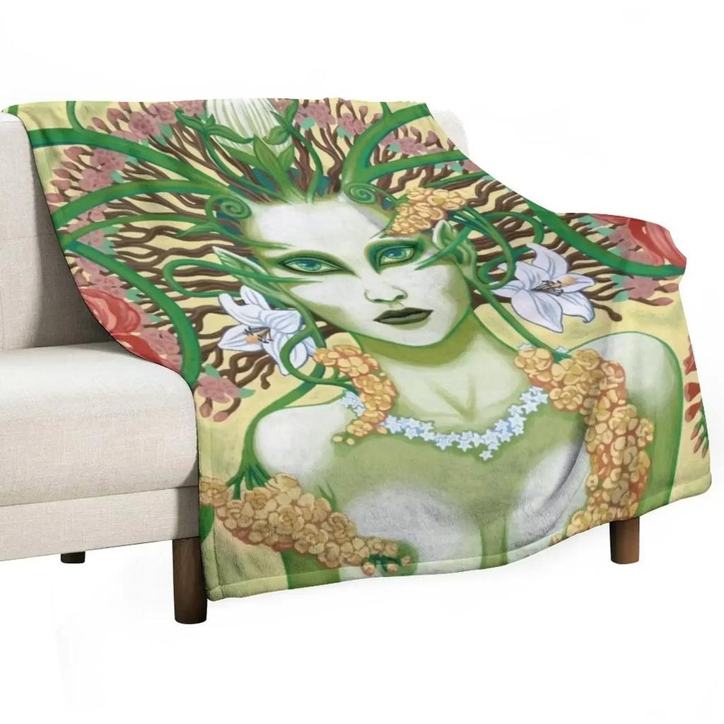 Flower Elemental Nature Spirit Throw Blanket Cozy Light Blanket for Travel Camping Picnic