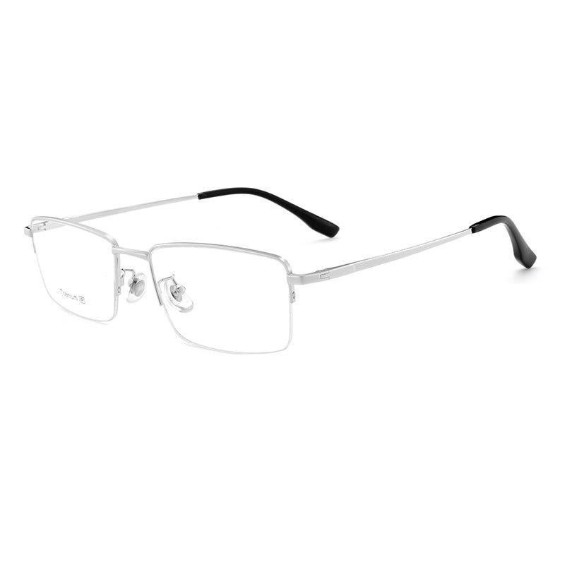 Retro Men s Ultra-light Half-frame Myopia Glasses with Anti-blue Light Protection