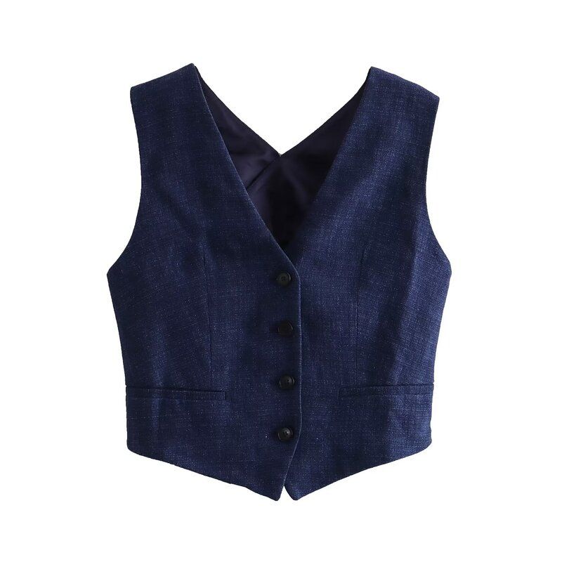 Fashion Style Fall and Winter Women's Clothing Slim Looking Cross Design Vest