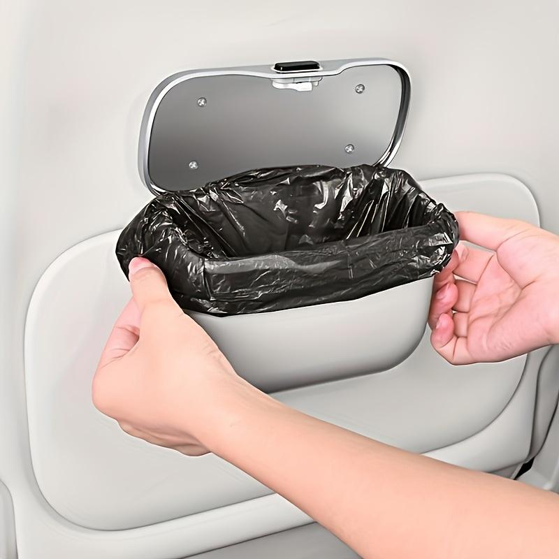 New Multifunctional Car Trash Can with Lid Button Hanging Storage Bin for Wet and Dry Use Car Interior Accessories Organizer Box