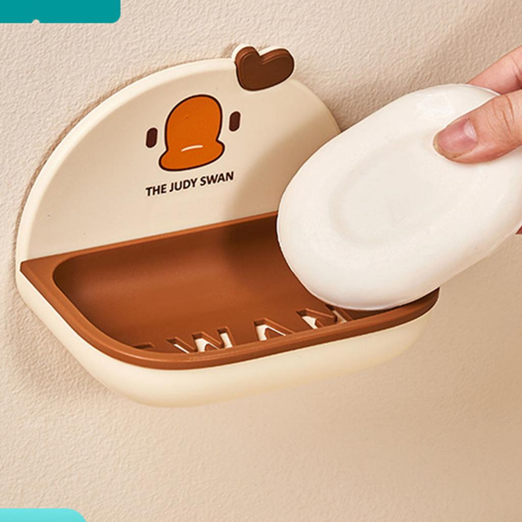 Wall Mounted Soap Dish Plastic Cartoon Drainable Soap Box Holder for Bathroom Kitchen
