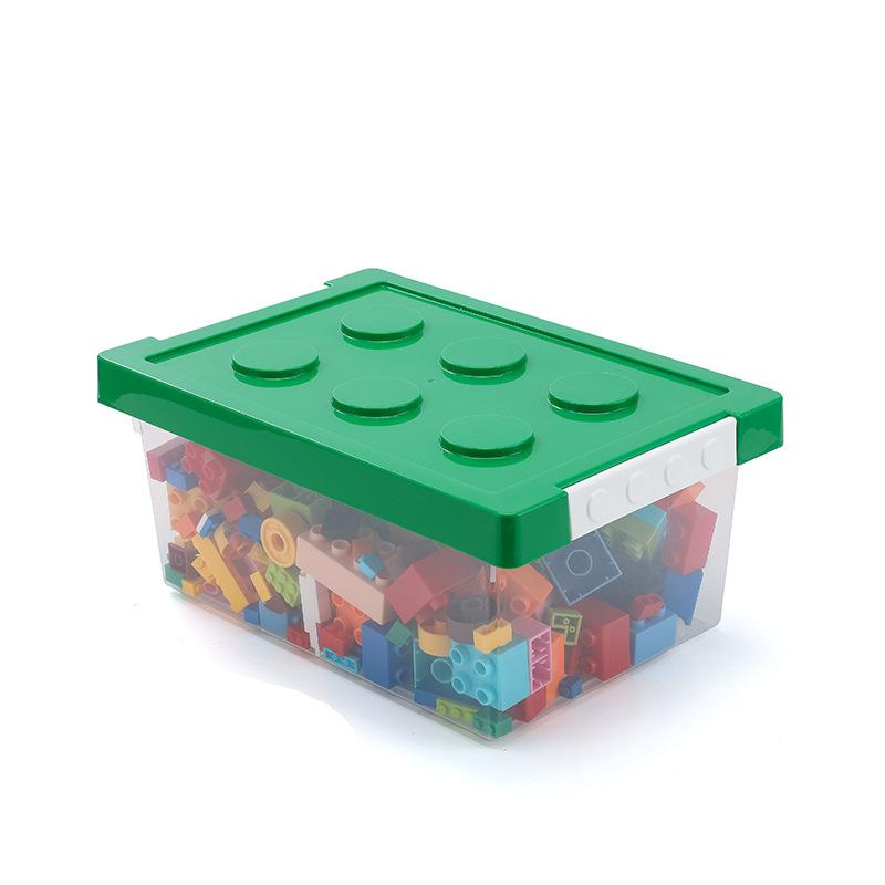Snap On Building Block Storage Box with Large Capacity Transparent Tape Cover, Classified and Organized Toy Storage Box