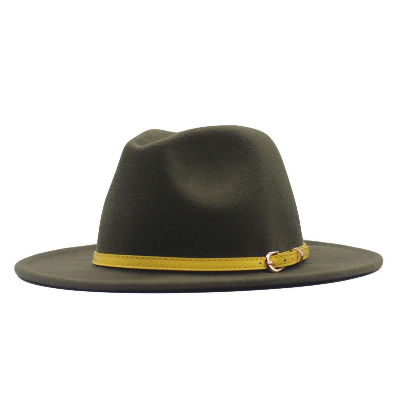 New spot European and American flat-brimmed felt jazz hat, British gentleman's retro woolen fashion felt hat