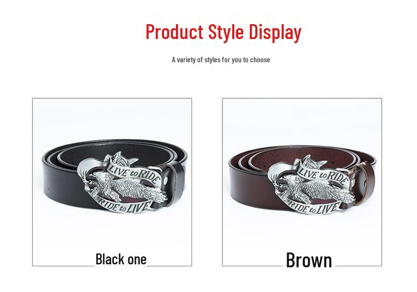Men's Retro Cowhide Leather Belt with 3D Eagle Buckle - Fashionable and Stylish Trousers Accessory
