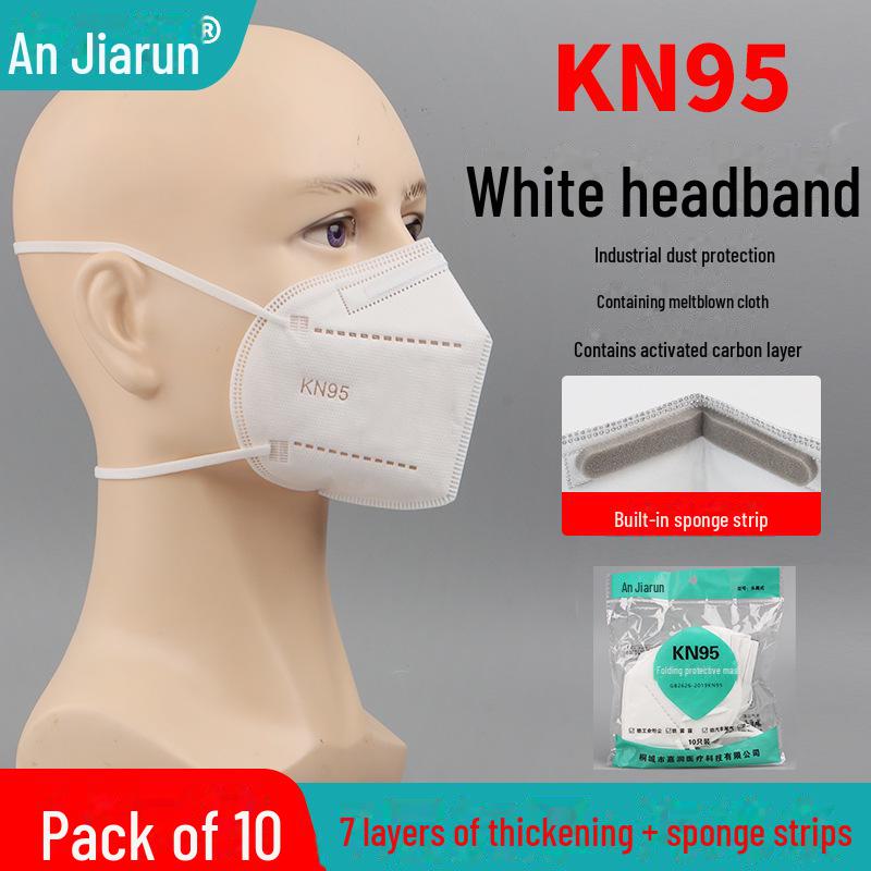 KN95 Activated Carbon Mask with Breathing Valve & 7-Layer Protection, Thickened with Sponge Strips, Head-Mounted.