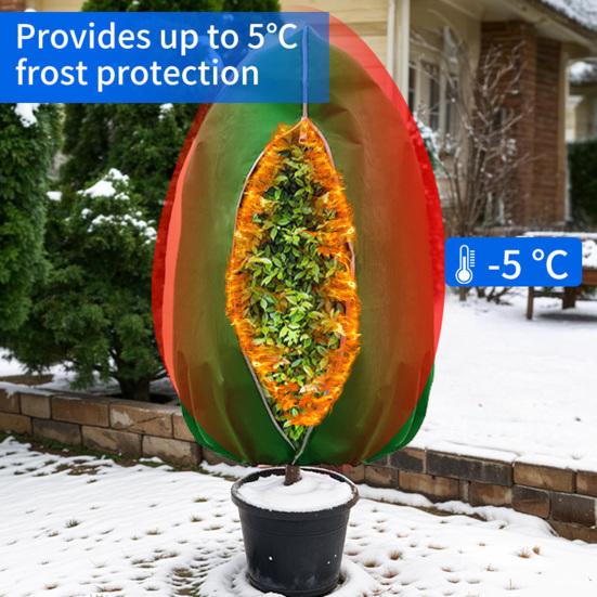 Plant Cold Proof Cover Zippered Freeze Protection Bag with Drawstring Potted Plants Winter Frost Blanket