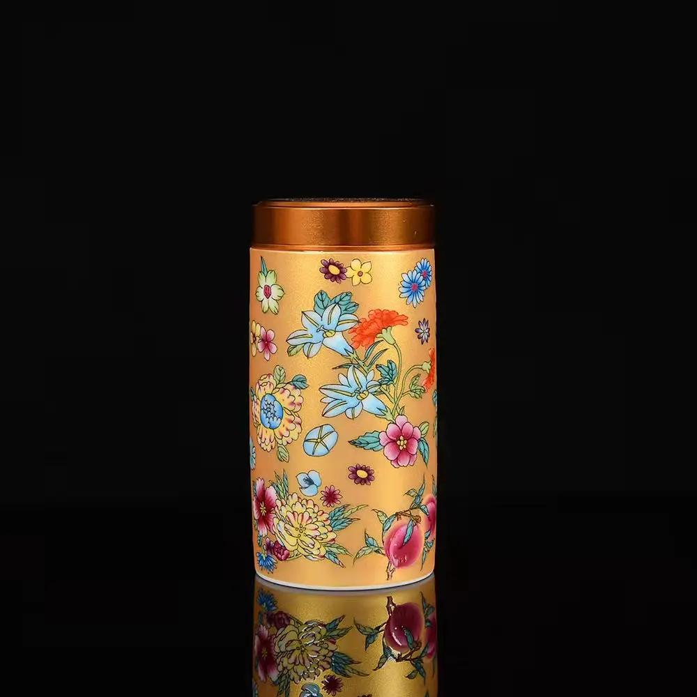 Enamel Color Porcelain Tea Canister Sealed Ceramic General Jar Storage Jars Desk Decoration Tea Cans Candy Pots Tea Caddy