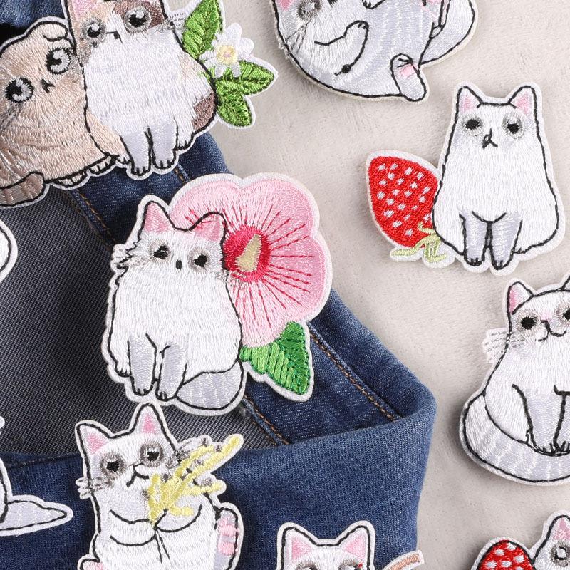 Embroidery Animal Patch Sticker Cat Combination Clothing Accessories Shoe Hat Bag Accessories Embroidery Cloth Sticker