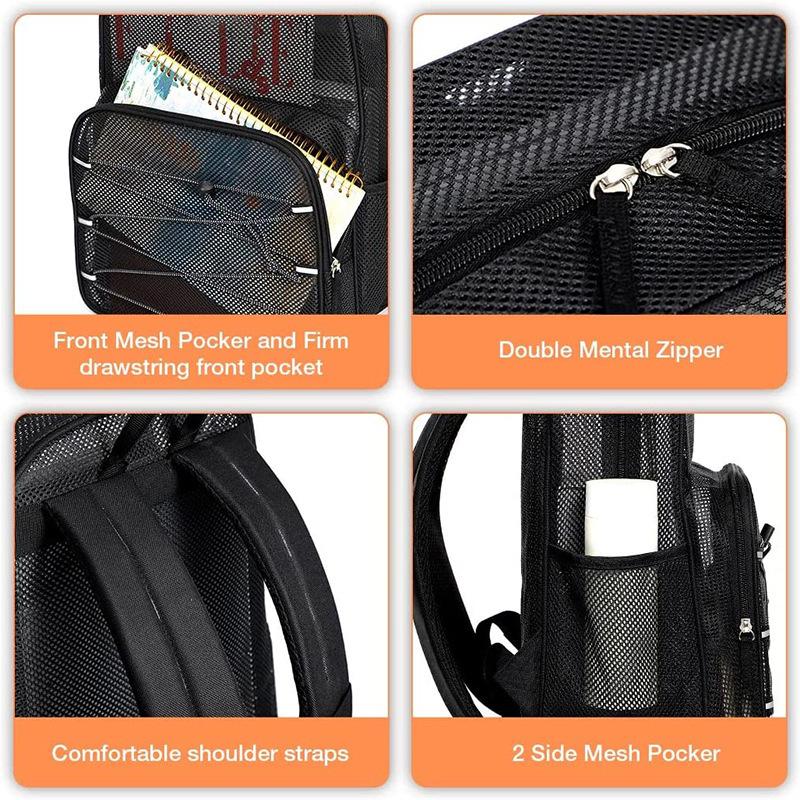 Zaino da Spiaggia in Rete Estivo 1pz Svuotato Comoda Tracolla Borsa Fitness Resistente all'Usura Zaino per Pendolari Nuoto