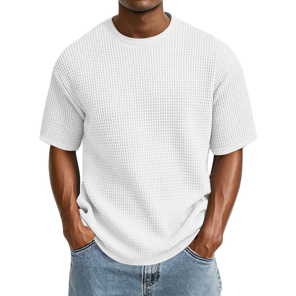 Camiseta Informal de Color de Moda para Hombre con Cuello Redondo y Manga Corta