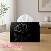 1pc 2D Flat Printed 17.78X10.92X12.95cm Tissue Box Single Dark Blooming Black Rose Decorative Napkin Storage for Living Room And Bedside Table HZB606V