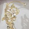 1 Pair Women Prom Ear Cuffs Non-pierced Ear Clips Butterfly Wings Rhinestone Earrings Anti-slip Lightweight