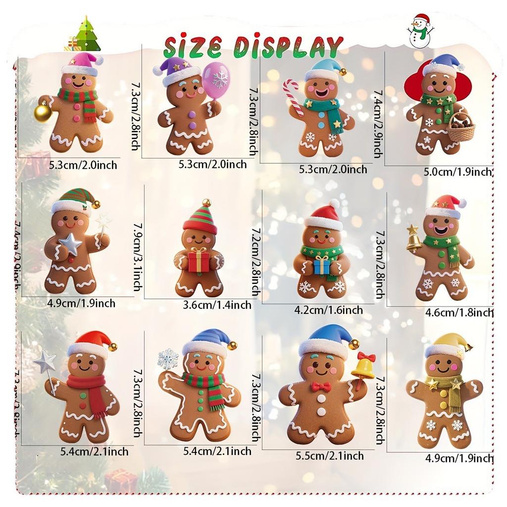 12Pcs Wooden Christmas Gingerbread Man Ornaments Xmas Tree Hanging Pendants New Year Party Home Decoration Kids Diy Gift