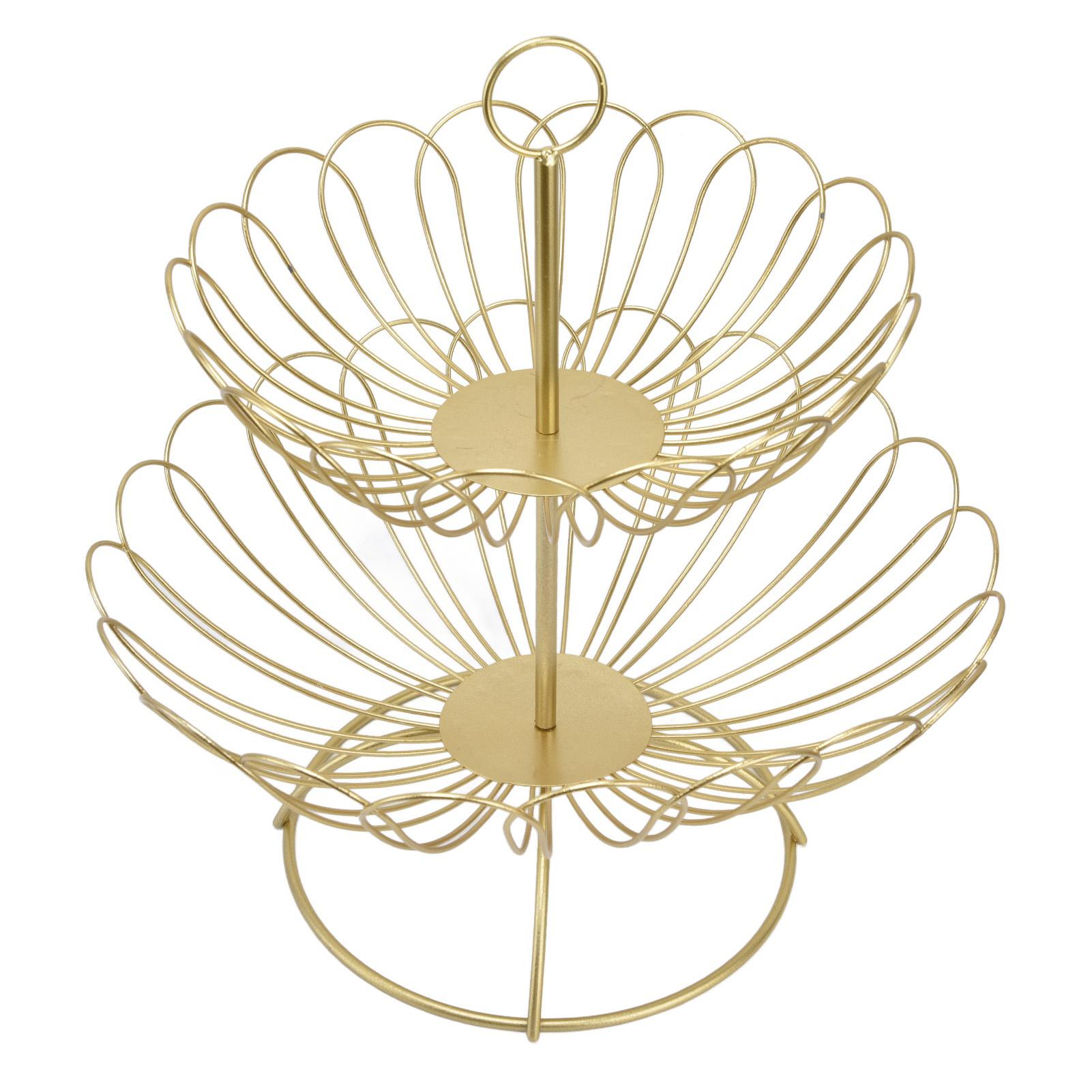 

2 Tier Fruit Bowl Modern Nordic Design Geometric Detachable Gold Fruit Basket for Home Decoration