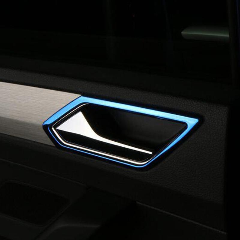 For VW Volkswagen Touran L 2016 2017 2018   Cover Stick Trim Stainless Steel Door Inner Handle Bowl Frame Armrest Lamp