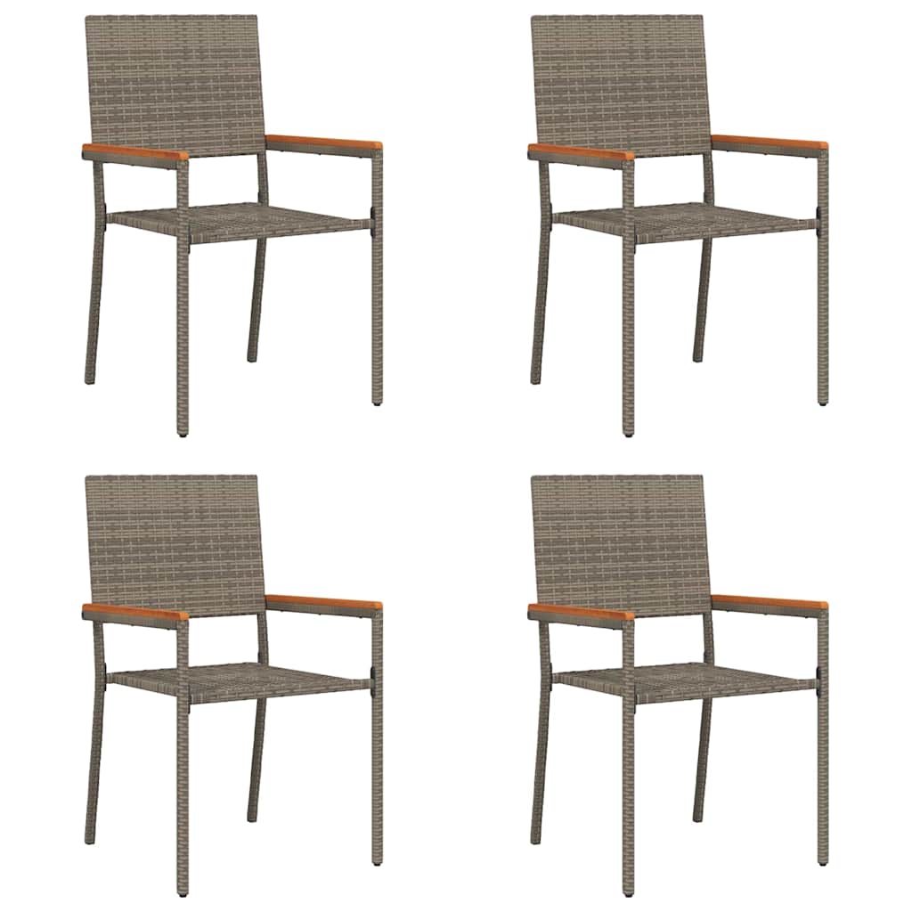 Garden Stackable Chairs 4 Pcs Grey and Brown 54 X 56 X 90 Cm