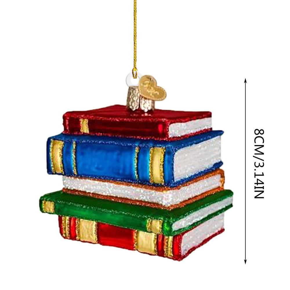 Handmade Stain Book Ornament Acrylic Xmas Book Drop Ornaments Xmas Tree Hanging Pendant  New Year