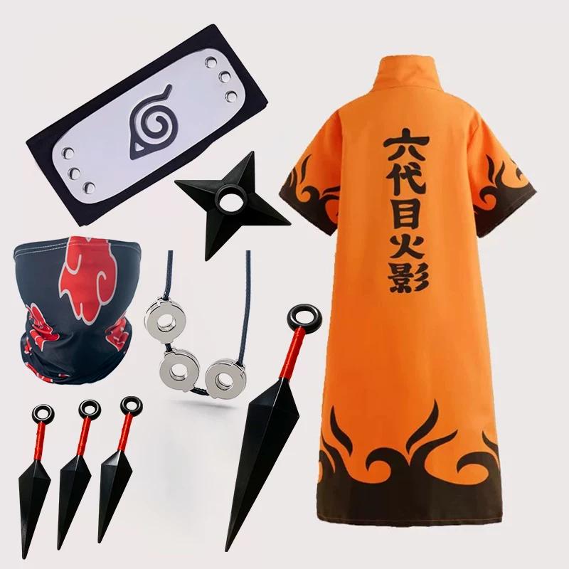 Set Costum Cosplay Anime Naruto, Prezentând Al Patrulea, Al Șaselea și Al Șaptelea Hokage, Membri Akatsuki cu Pelerine și Mantii.
