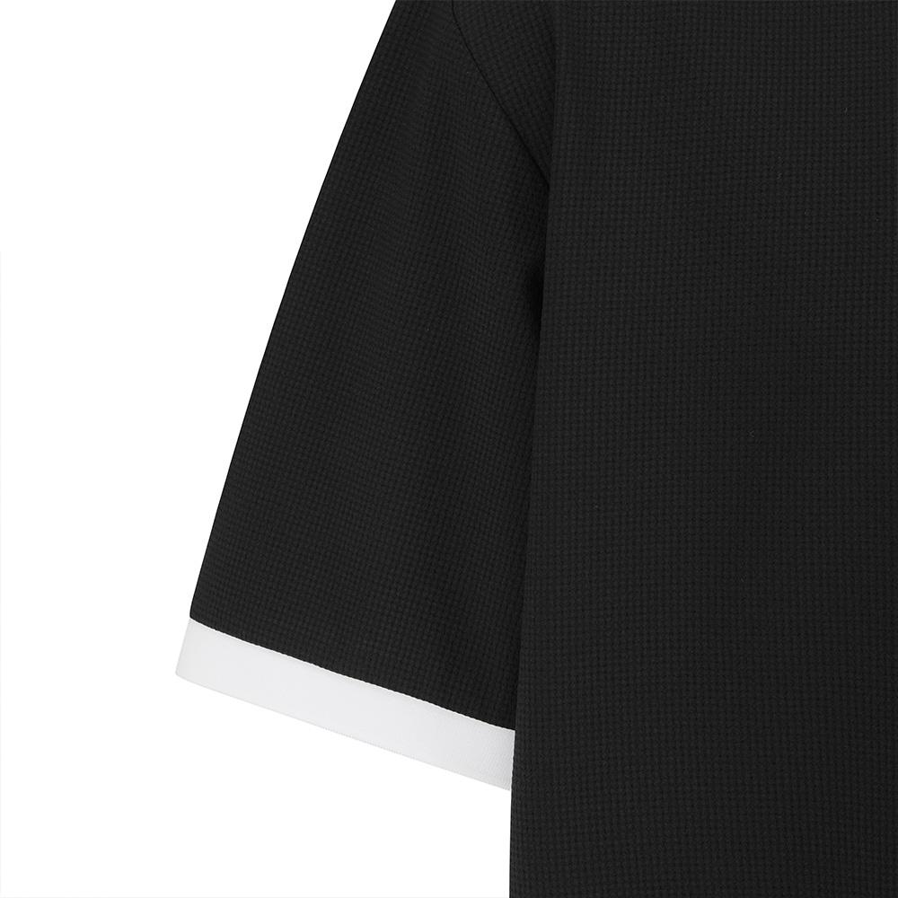 MALBON GOLF Seersucker Collar Piste Black (Man)