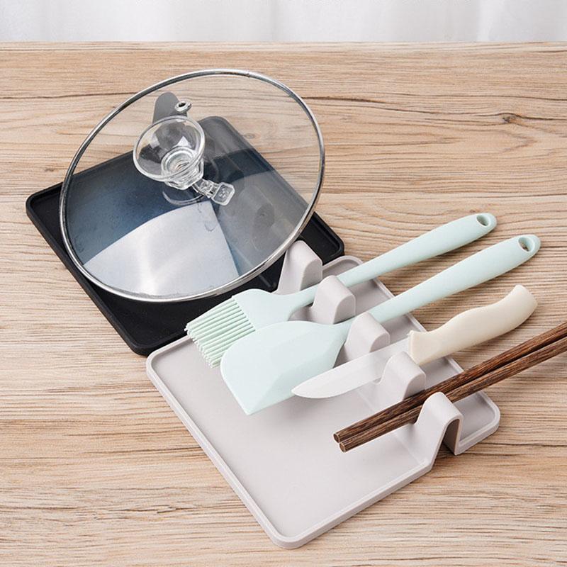 Multi-functional Silicone Kitchen Tool Holder for Spoon, Ladle, Spatula, Chopsticks and Scraper, Easy Storage Rack and Holder