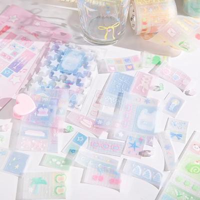 Glitter Kawaii Scrapbook Journaling Sticker Bow Heart Clover Series Stationery Sticker DIY Decor Notebook Masking Tape Kids Gift