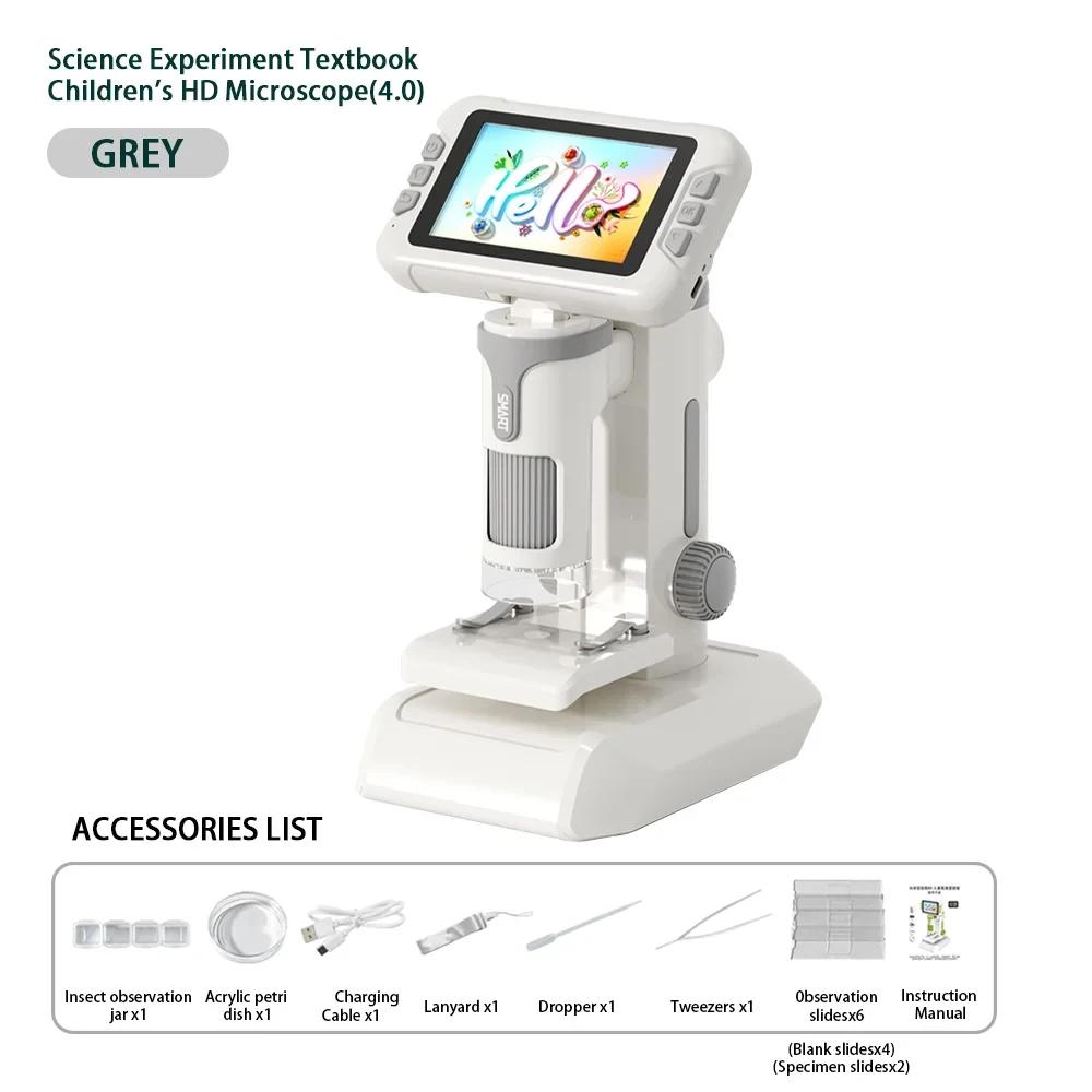120-1600X HD Microscope Toy Science Experiment Kit STEM Desktop Handheld Detachable Portable LCD Microscope Telescope Magnifier