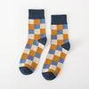 Men's Fashion Plaid Cotton Socks - Casual Business Autumn/Winter Style, British Trendy Mid-Calf, Colorful Design