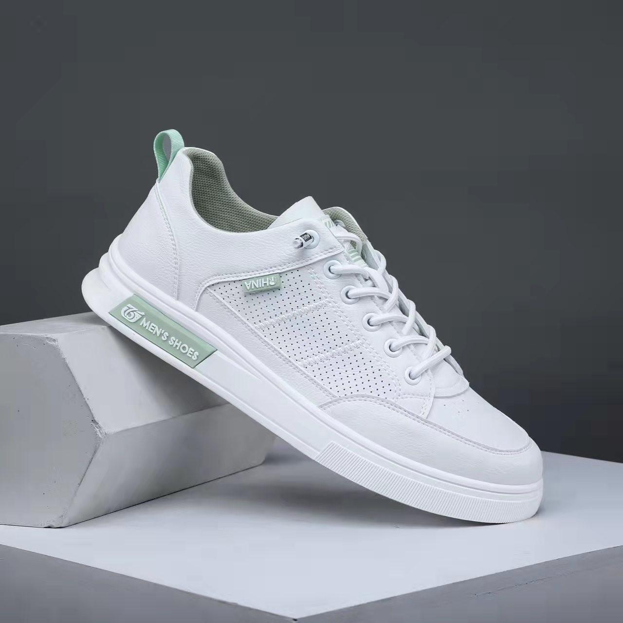 

2025 four seasons new fashion youth versatile board shoes trendy men s shoes breathable punching one pedal flat white shoes 39