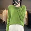 Women's 100% Wool Round Neck Sweater – Casual, Loose Knitwear, Minimalist Base Layer