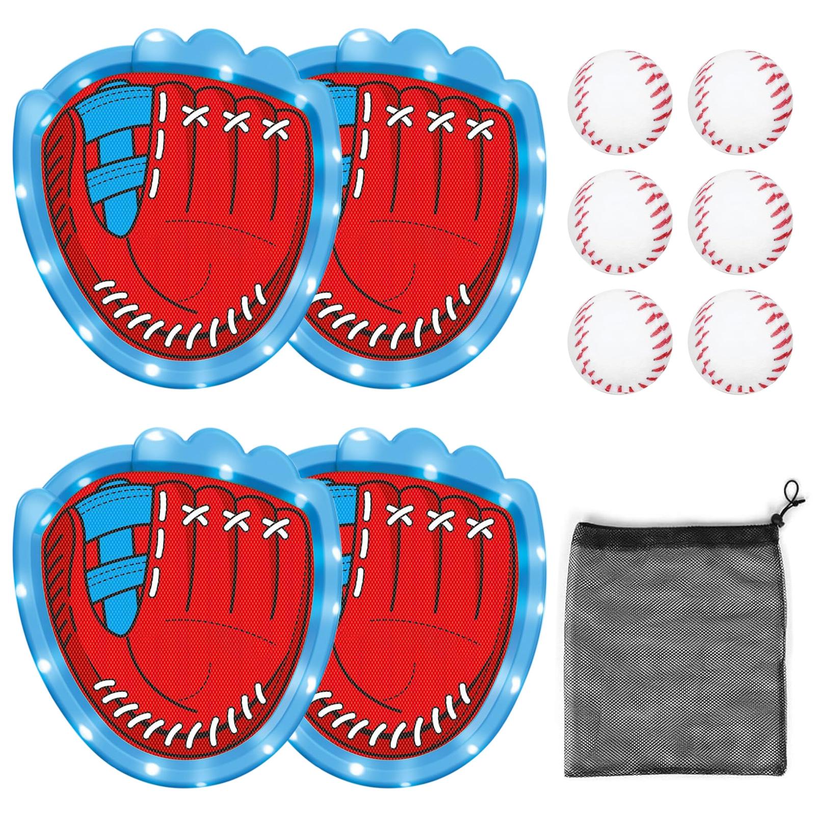 

Набор для игры в мяч «Брось и поймай», Набор для игры в липкий мяч со светодиодной подсветкой с 4 ловушками и 6 мягкими бейсбольными мячами для детей, для помещений