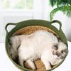 Natural Straw Cats House Resting Basket for Small Dog Cats Scratchproof Bulrush Bed Cats Furniture Pet Nest All Season