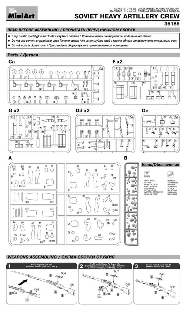 MiniArt Soviet Heavy Artillery Plastic Model Kit 1/35 Crew, 5-piece