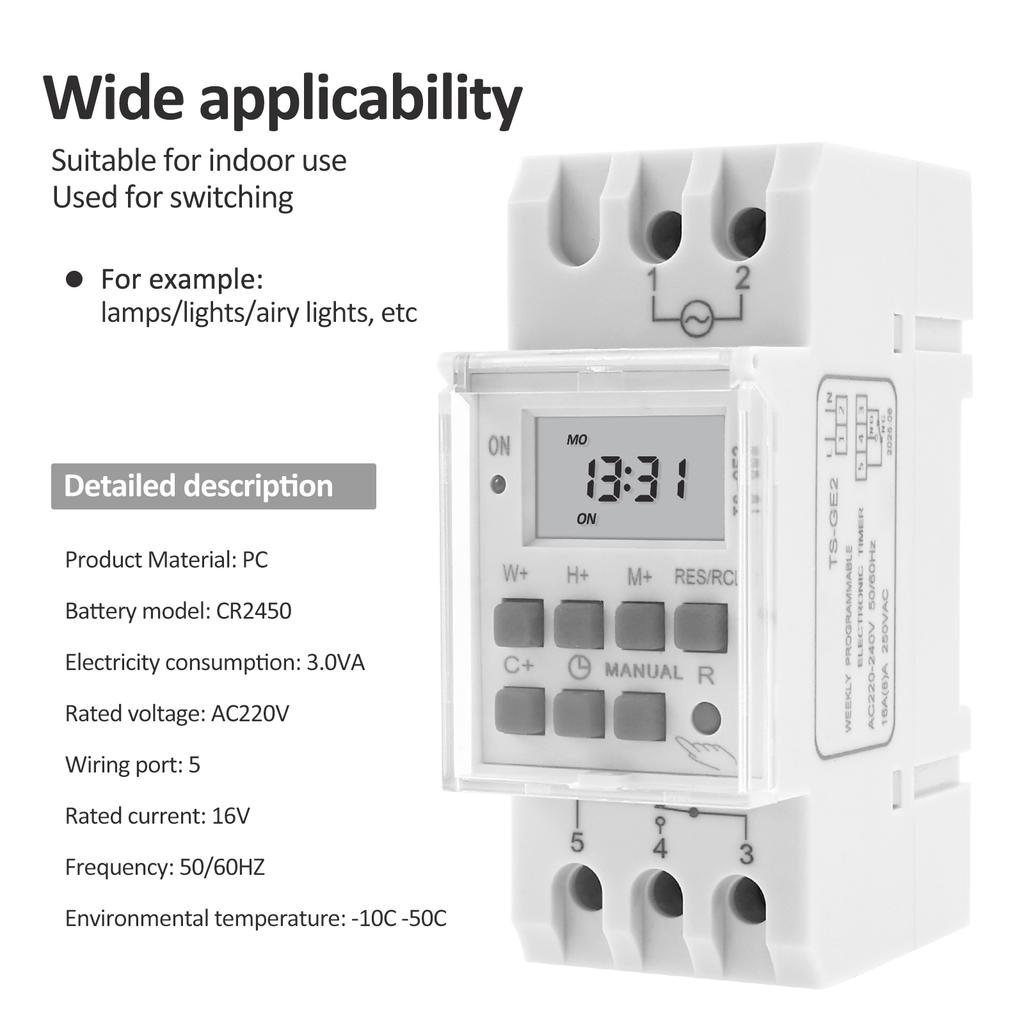 TS-GE2 New PC Programmable Time Relay Switch Precise Timing Control Digital Time Switch Intelligent Timing Function 16V AC220V