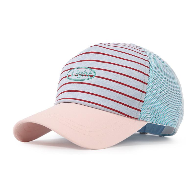 Cotton Striped Colorblock Baseball Cap With Embroidery For Casual Summer Sun Protection