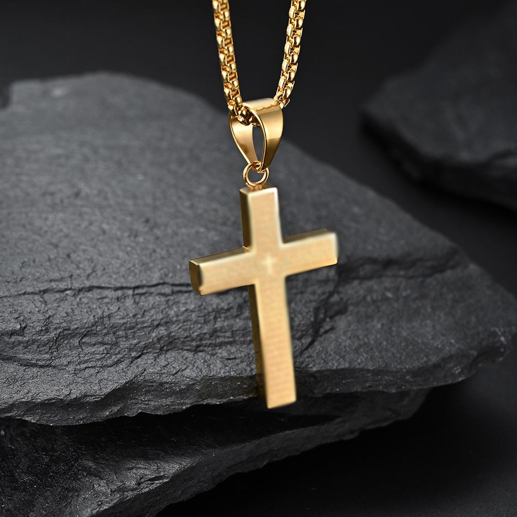 European and American Titanium Steel Cross Necklace Stainless Steel Cross Pendant