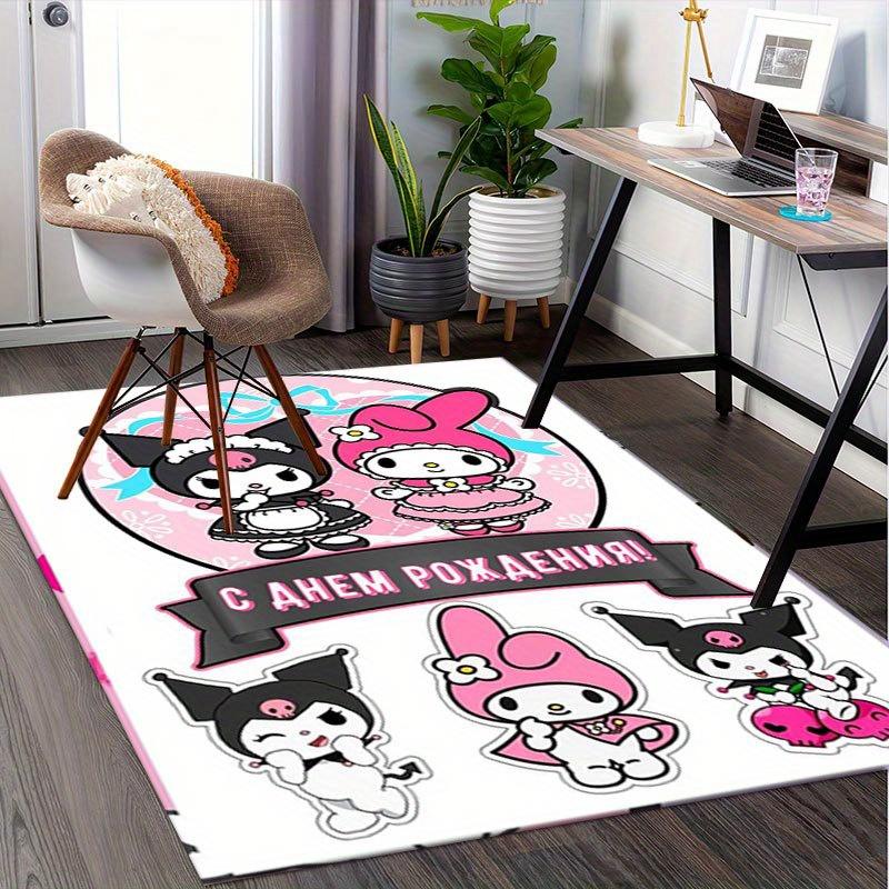 1pc Sanrio Kuromi Mermaid Printed Office Carpet Rectangle Rug Under The Table,Perfect Room Decor for Living Room, Bedroom, Kitchen, Non-slip Floor Mat