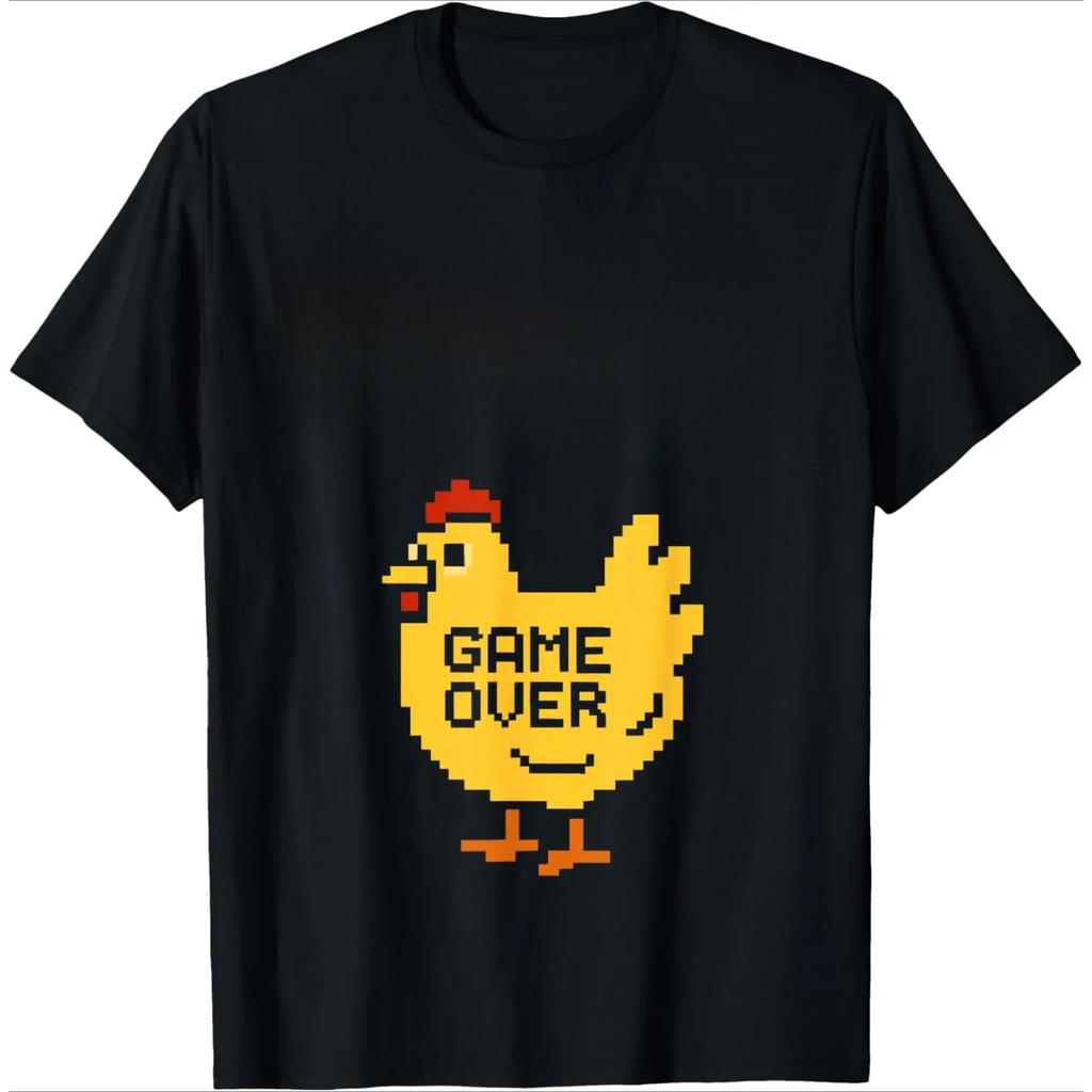 Summer Round Neck Funny Chicken Pattern T-shirts Fashionable Casual Pure Cotton Short Sleeved Men's T-shirts