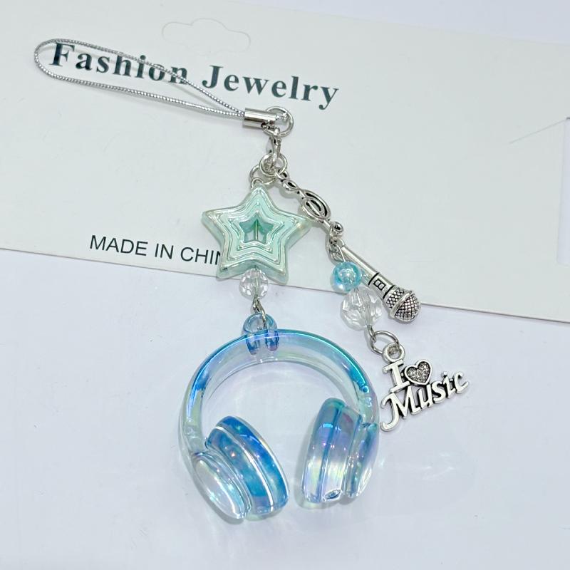 1 Piece Mini Headset Pendant Y2K Cool Music Festival Earphone Keychain Note Star Mobile Phone Chain Jewelry Accessories
