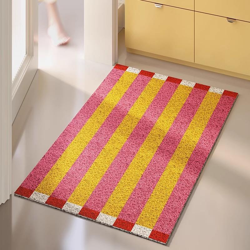 Simple Striped Door Floor Mat, Wear-Resistant And Dirt-Resistant Porch Door Silk Ring Foot Pad Can Be Cut Non-Slip Carpet
