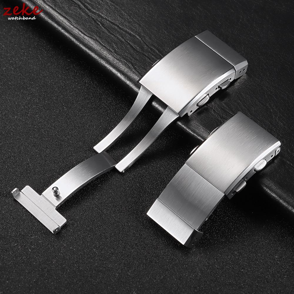 Luxury 316L Solid Stainless Steel Watch Clasp 18/20/22mm Extendable Adjustable Folding Watch Buckle Premium Metal Silver Button
