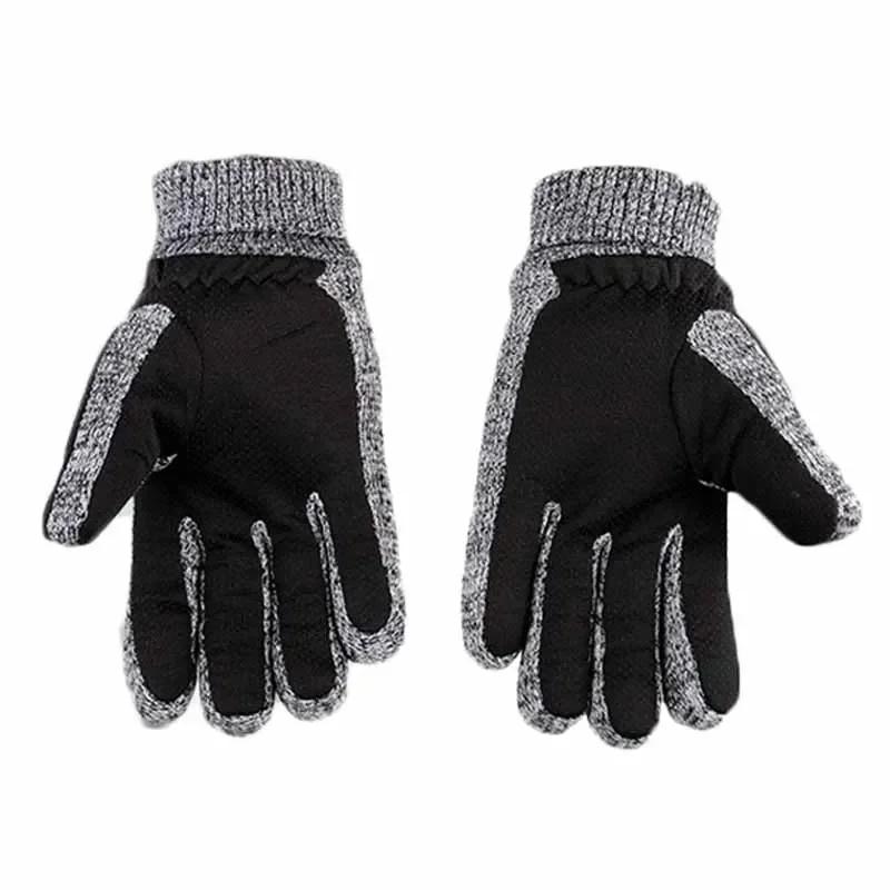 Winter Men's Warm Gloves Genuine Suede Pig Leather Gloves Mittens Male Thick Bike Motorcycle Gloves Men Knitted Guantes