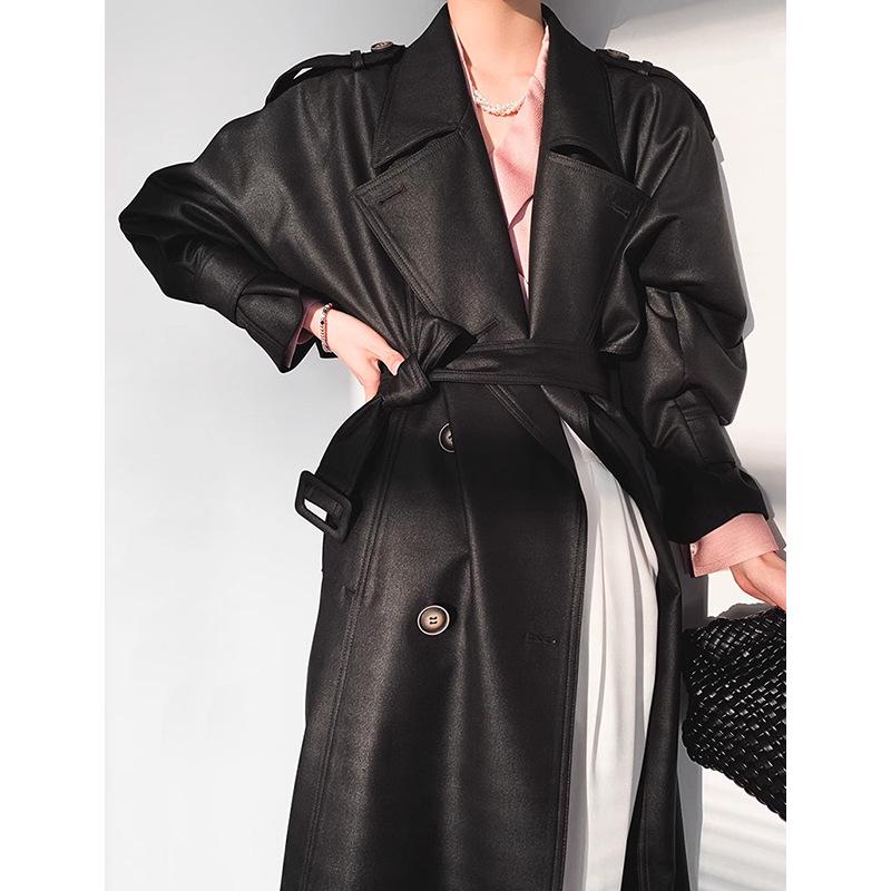 Rongtai Retro British Double-Breasted Tie-Waist Trench Coat for Women - 2025 Spring Collection