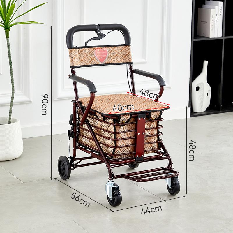 Foldable Mobility Scooter: Pushable & Rideable Elderly Walker with Four Wheels, Portable Shopping Assistant